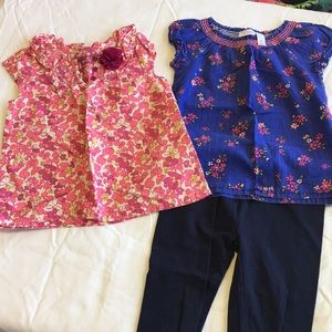 4t tops, two with 3/4 navy capris